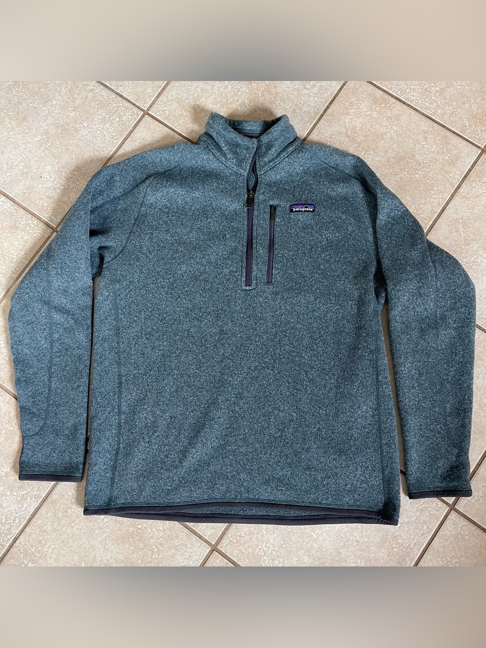 Patagonia Sweater Mens L Blue Heather Better Sweater 1/4 Zip Fleece Pullover